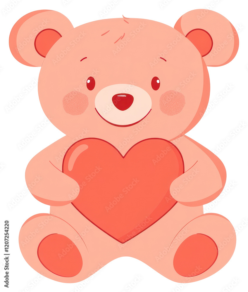 Fototapeta premium PNG Teddy bear illustration holding heart.