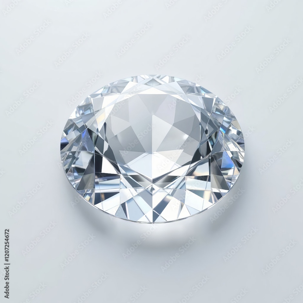 Single round faceted diamond on white background Single round faceted diamond on white background