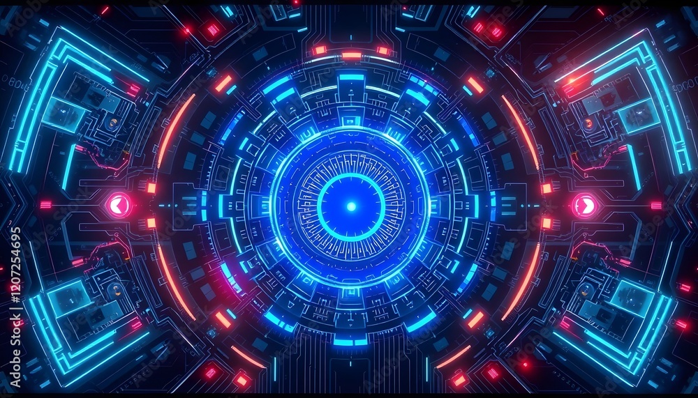 Fototapeta premium Neon Circuit Board Cyberpunk Wallpaper Background