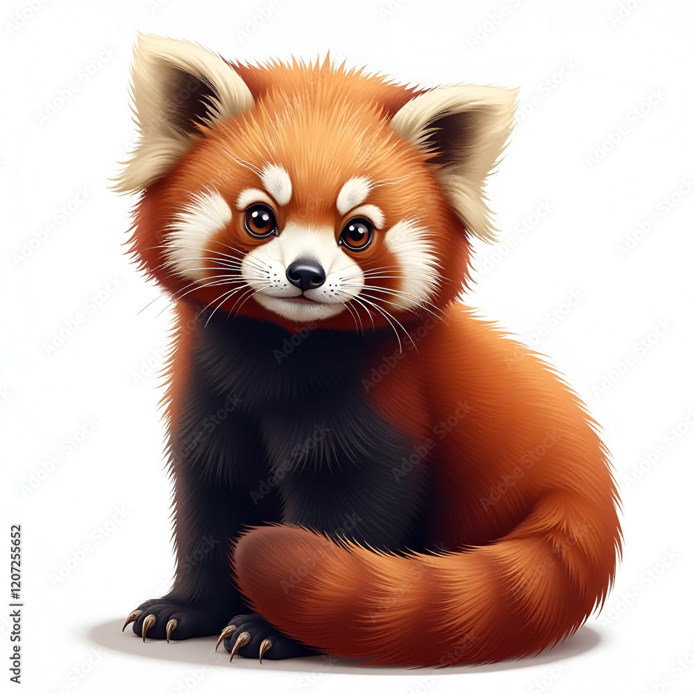 Obraz premium Cute red panda isolated on a white background