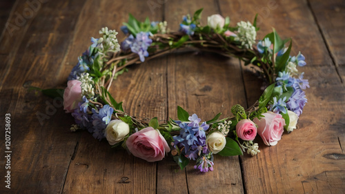 May Day Flower Crown on a Table photo