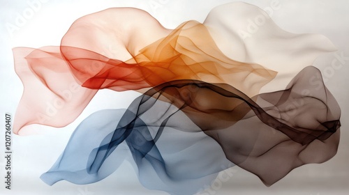 Soft, flowing veils of color create an ethereal abstract form, capturing a sense of movement and delicacy as if suspended in air.