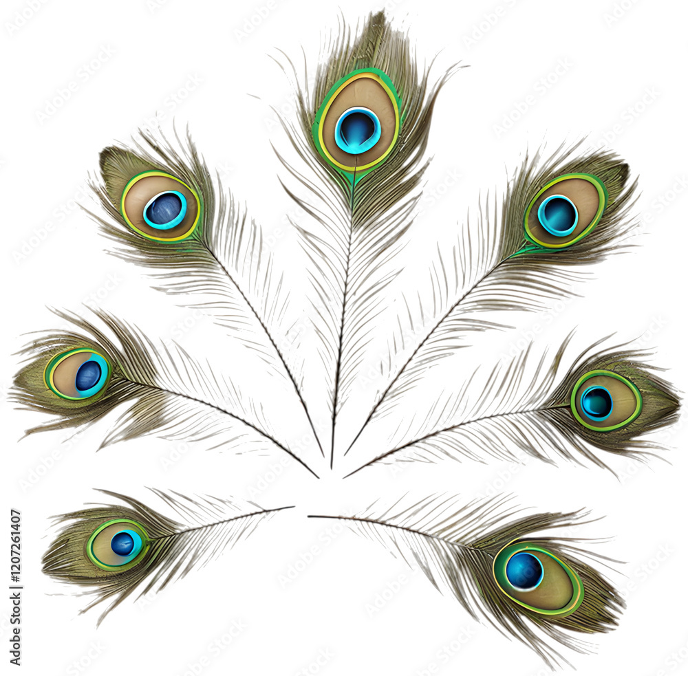 Obraz premium Vibrant peacock feather clipart, perfect for enhancing designs with rich, colorful elegance.