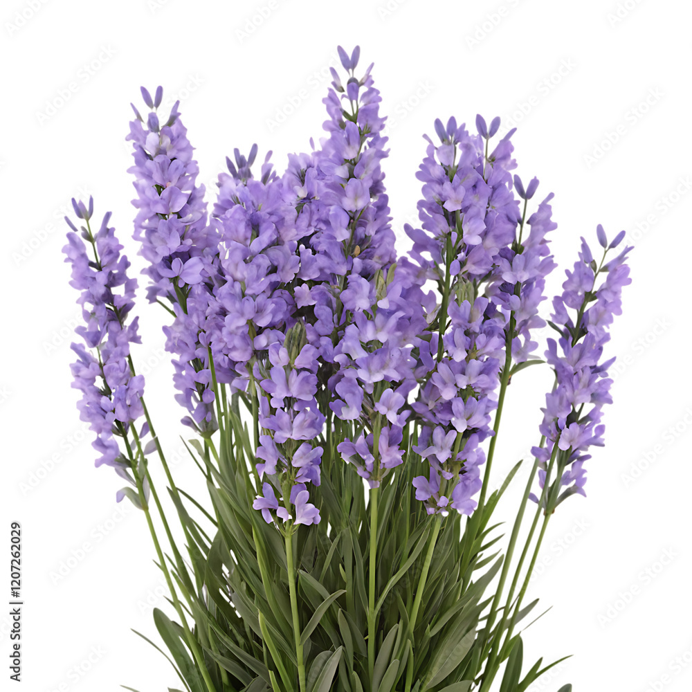 Fototapeta premium Lavender flowers head isolated on white background PNG.AI GENERATED