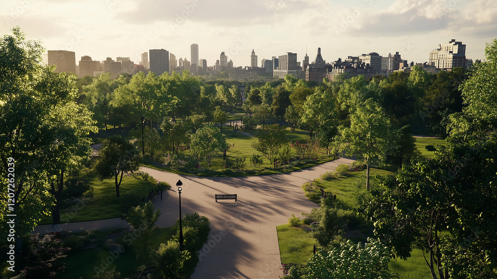 Beautiful green park. Generative Ai. Beautiful green park. Generative Ai.