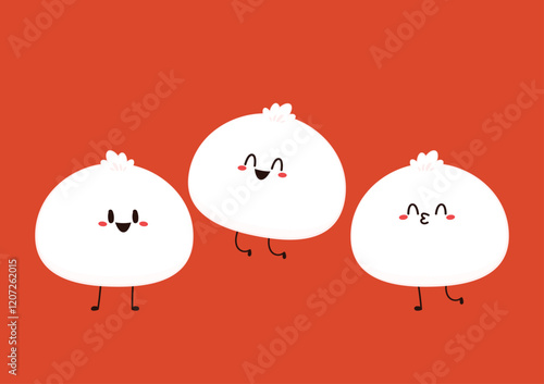 Chinese Steam Bun illustration vector. Asian food vector illustration. Baozi or bao is Chinese food.