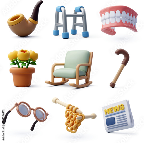 Aging Society 3D vector Icons