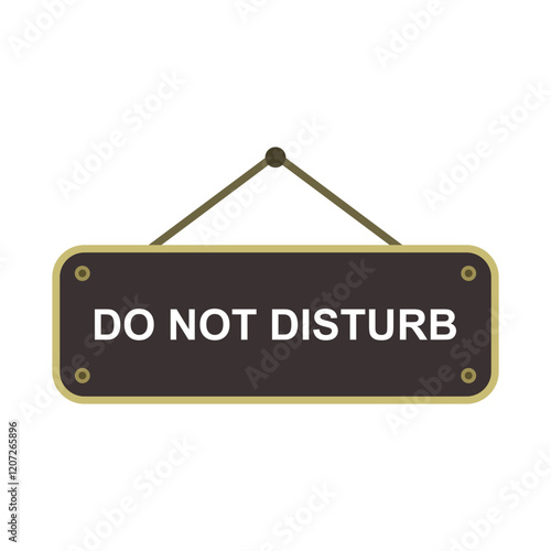 Sleek black sign with gold trim stating 'DO NOT DISTURB,' hung on a simple loop.