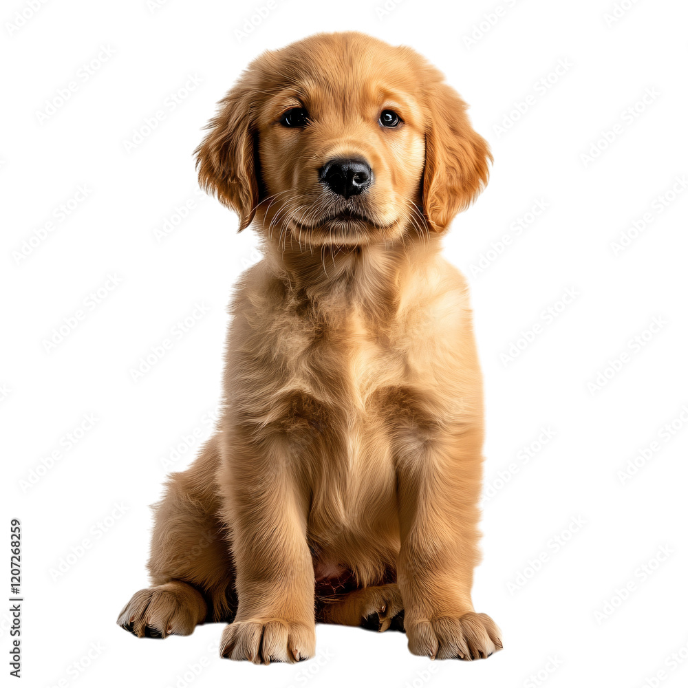 golden retriever puppy isolated on transparent background