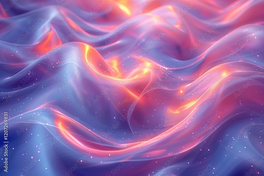 Fototapeta premium Abstract Pink Purple Wave Pattern With Glowing Lights