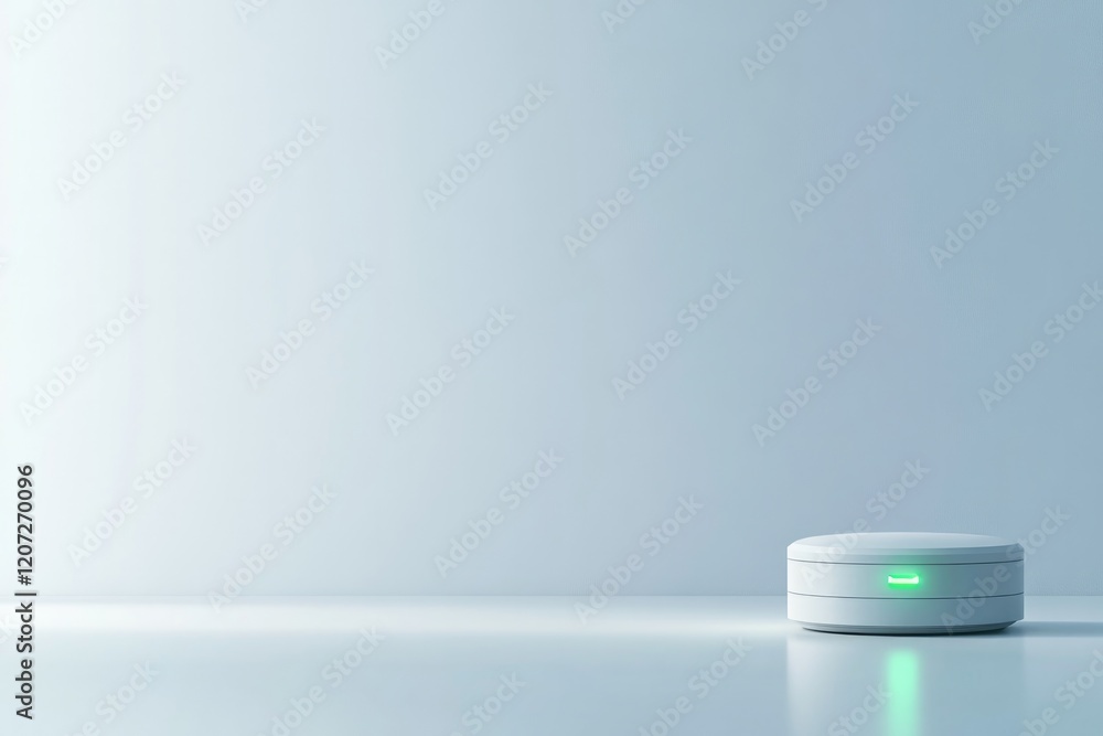 commercial photography for advertising campaign small round robotic medical device with glowing green indicator light commercial photography for advertising campaign small round robotic medical device with glowing green indicator light