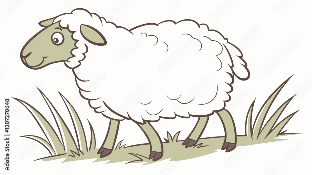 Obraz premium sheep on grass vector illustration