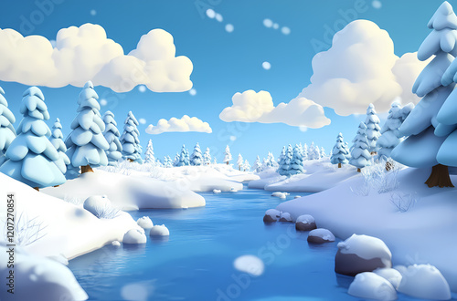 Winter landscape illustration photo