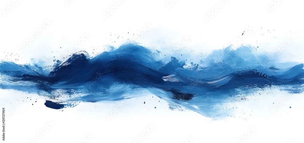 Fototapeta premium Abstract Blue Ocean Waves Painting: A Serene Seascape