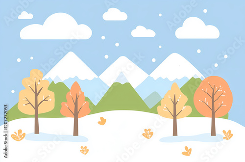 Winter landscape illustration photo