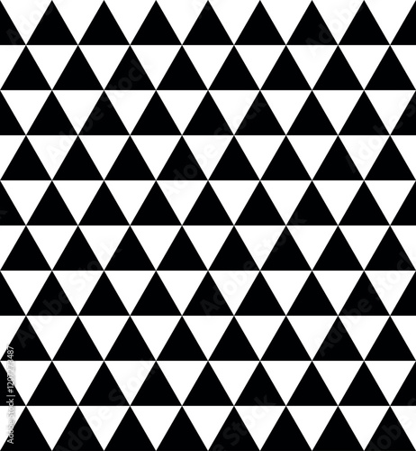triangle - triangular pattern with equilateral triangles, black and white vector seamless repeatable texture