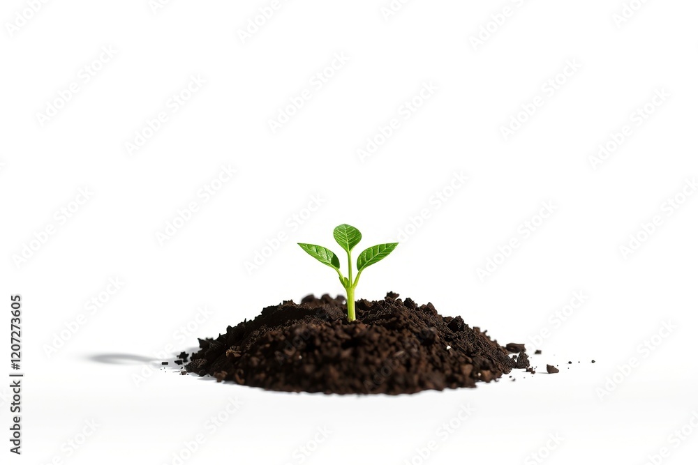 New Life Sprout: Minimalist Green Seedling Emerging from Dark Soil New Life Sprout: Minimalist Green Seedling Emerging from Dark Soil