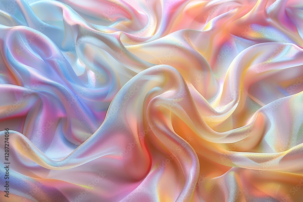 Obraz premium Iridescent Pastel Fabric Draped in Soft Waves