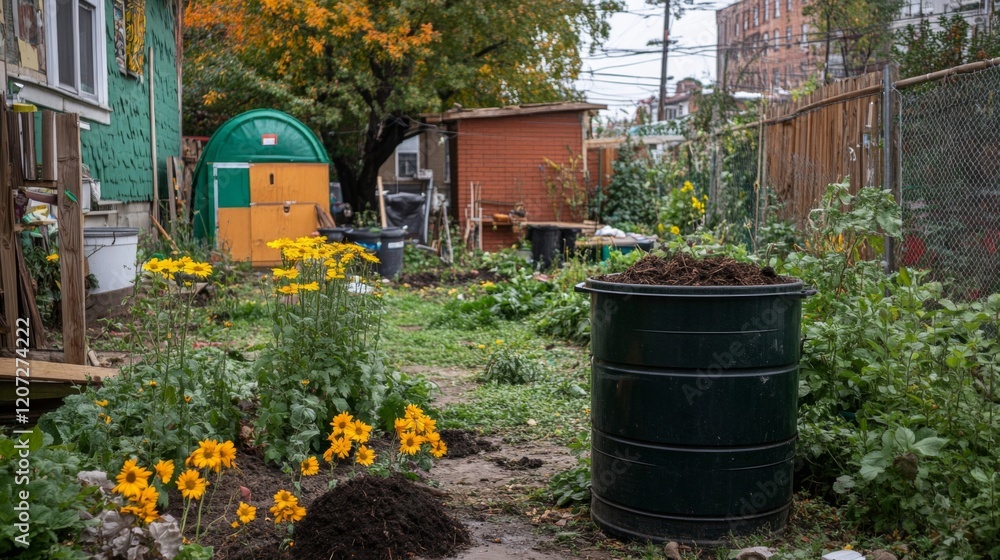 Community garden flourishing in the fall season Community garden flourishing in the fall season