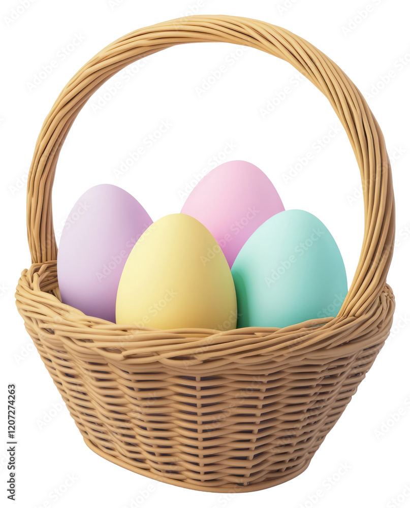Naklejka premium PNG Pastel color eggs in the basket easter colors pastel colors.