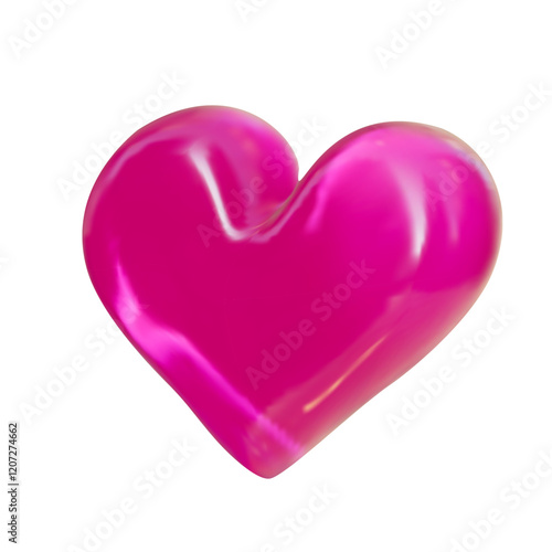 Glass heart  isolated on transparent background. 3D glass liquid shape. Heart Icon vector illustration