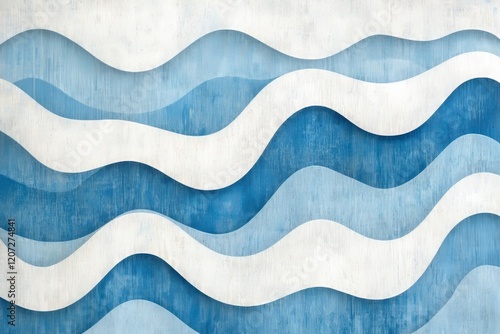 Abstract Blue and White Wave Pattern Design