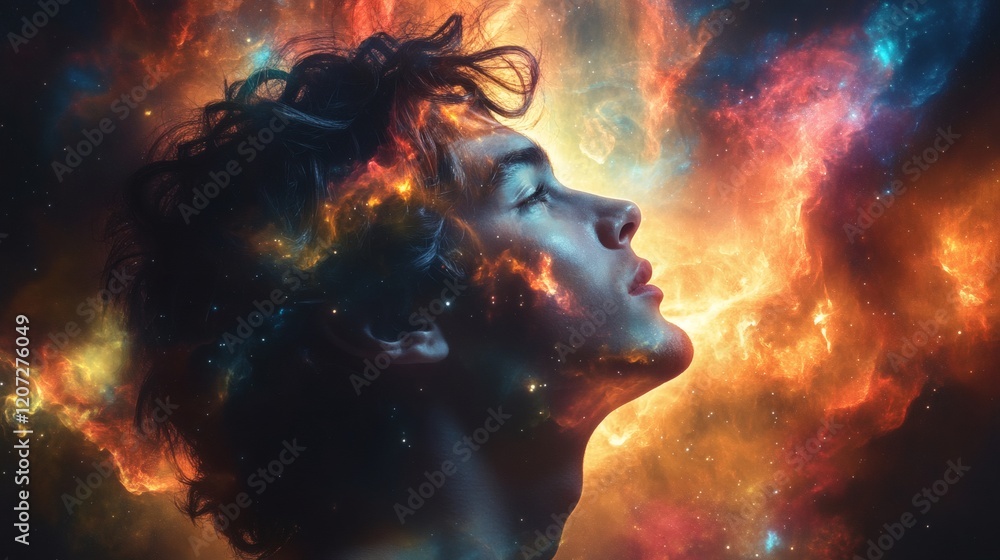 Cosmic Nebula Within A Young Mans Head Cosmic Nebula Within A Young Mans Head
