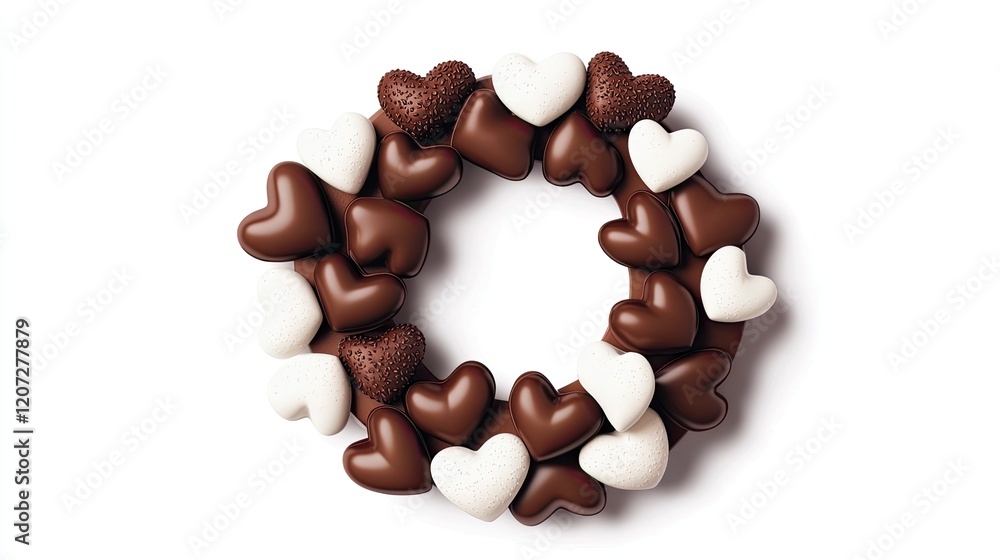 Fototapeta premium Chocolate heart wreath valentine's love frame sweet background