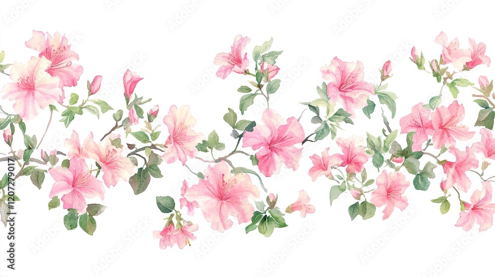 Naklejka premium Love background heart frame with pink azaleas floral design