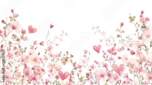 Floral heart frame with clovers valentine's love background graphic