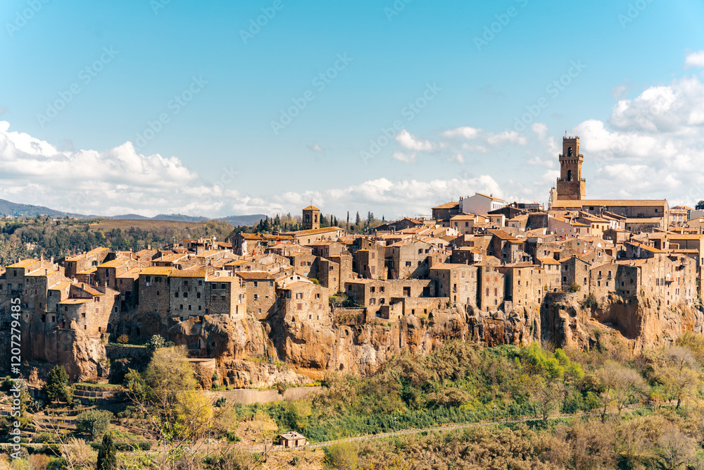 Pitigliano, Tuscany, Ancient town nestled in a hillside. Italy