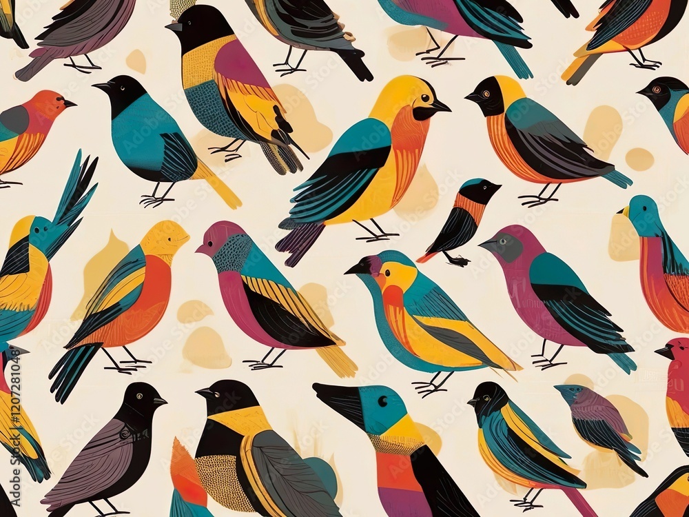 Fototapeta premium Vibrant Bird Pattern Design