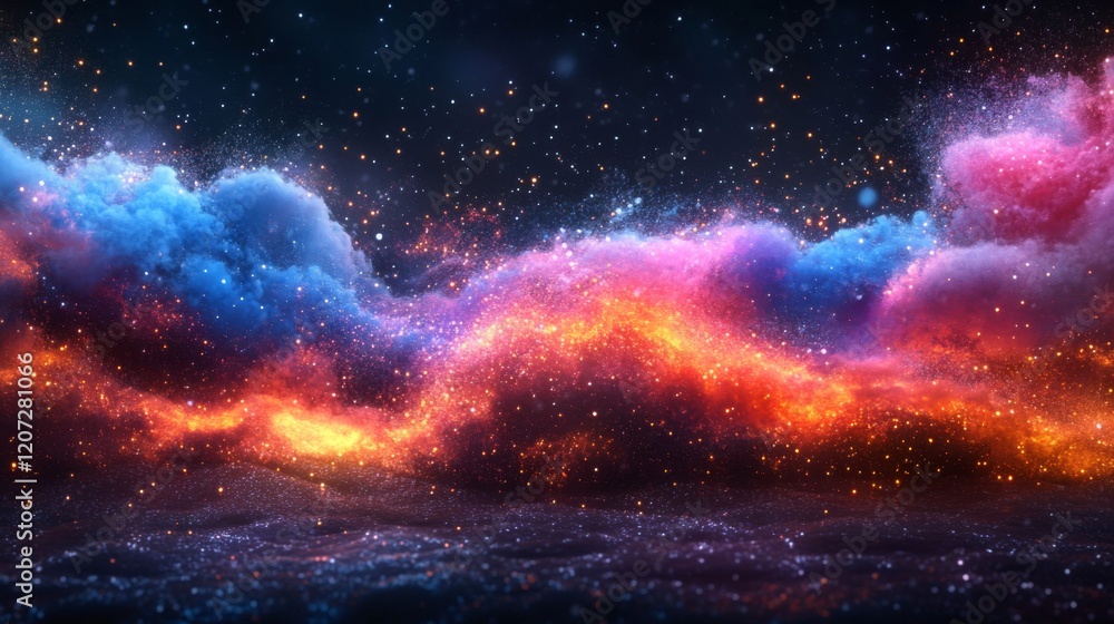 Obraz premium Cosmic Nebula with Vibrant Hues and Sparkling Stars