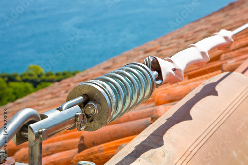 Tableau sur toile Horizontal lifeline fall protection system with inox stainless c