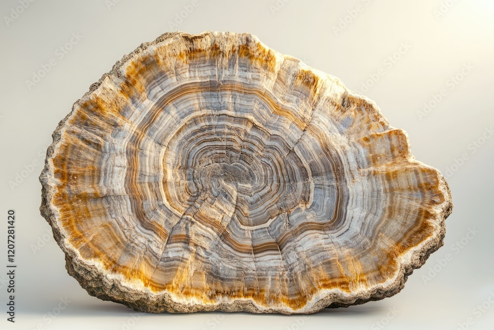 A cross-section of petrified wood showcasing concentric rings of vibrant, earthy tones. A cross-section of petrified wood showcasing concentric rings of vibrant, earthy tones.