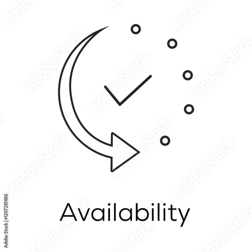Availability Icon – Arrow with Checkmark Representing Reliable and Accessible Systems - Editable stroke vector line icon