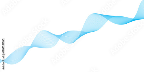 Abstract soft blue glowing wave curved lines background. Digital frequency track equalizer. Vector illustration.	