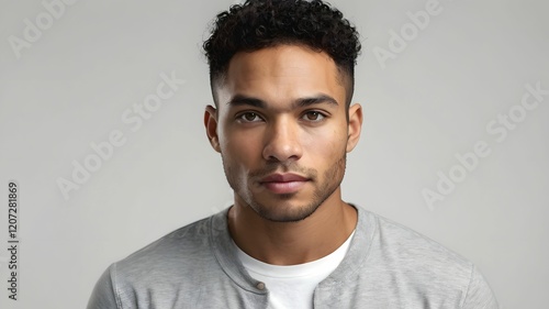 Wallpaper Mural Portrait of mixed-race handsome good-looking attractive young man with healthy skin on white background Torontodigital.ca