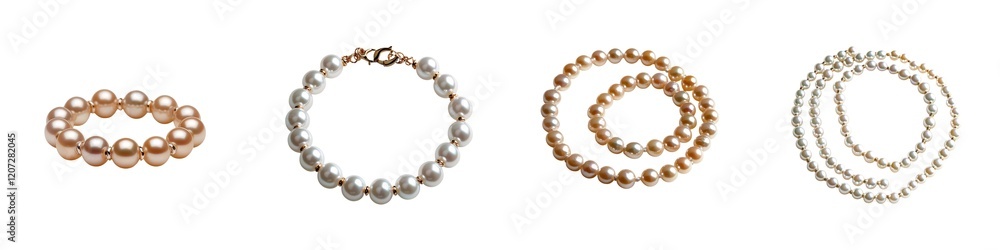 Elegant isolated collection. A collection of elegant pearl necklaces showcases various styles and colors, perfect for accessorizing any outfit. Elegant isolated collection. A collection of elegant pearl necklaces showcases various styles and colors, perfect for accessorizing any outfit.