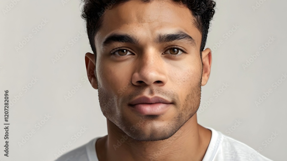 Portrait of mixed-race handsome good-looking attractive young man with healthy skin on white background Portrait of mixed-race handsome good-looking attractive young man with healthy skin on white background