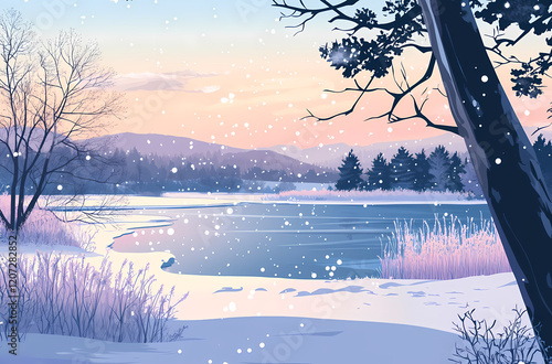 Winter landscape illustration photo