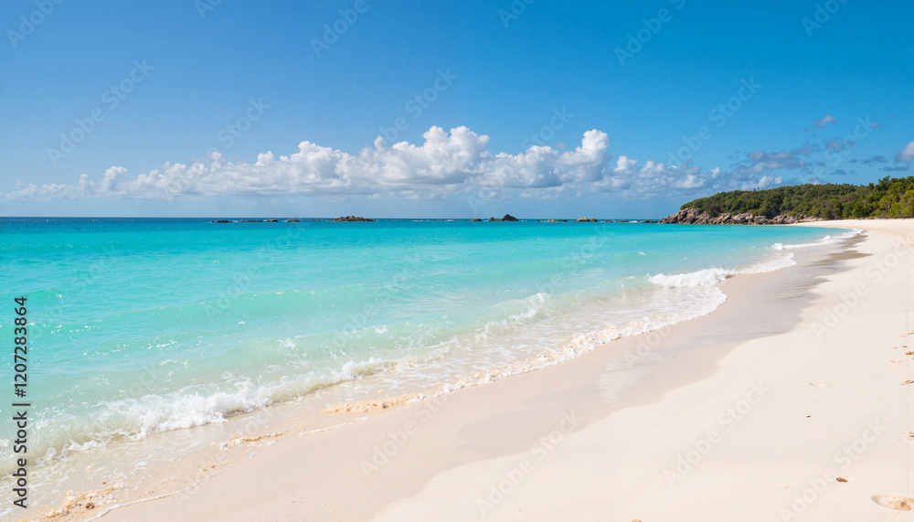 Idyllic tropical beach with clear waters and sandy shores, winter retreat Idyllic tropical beach with clear waters and sandy shores, winter retreat