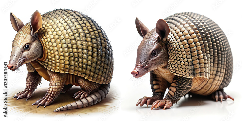 Comparative Illustration of Two Nine-Banded Armadillos Comparative Illustration of Two Nine-Banded Armadillos