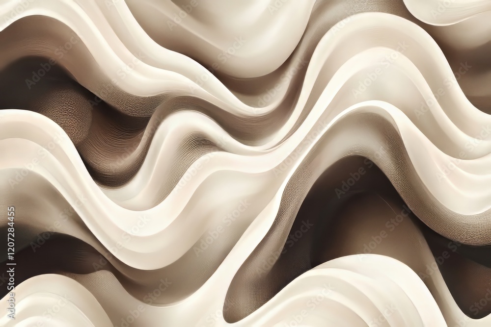 Obraz premium Abstract Beige and Brown Wavy Forms Design
