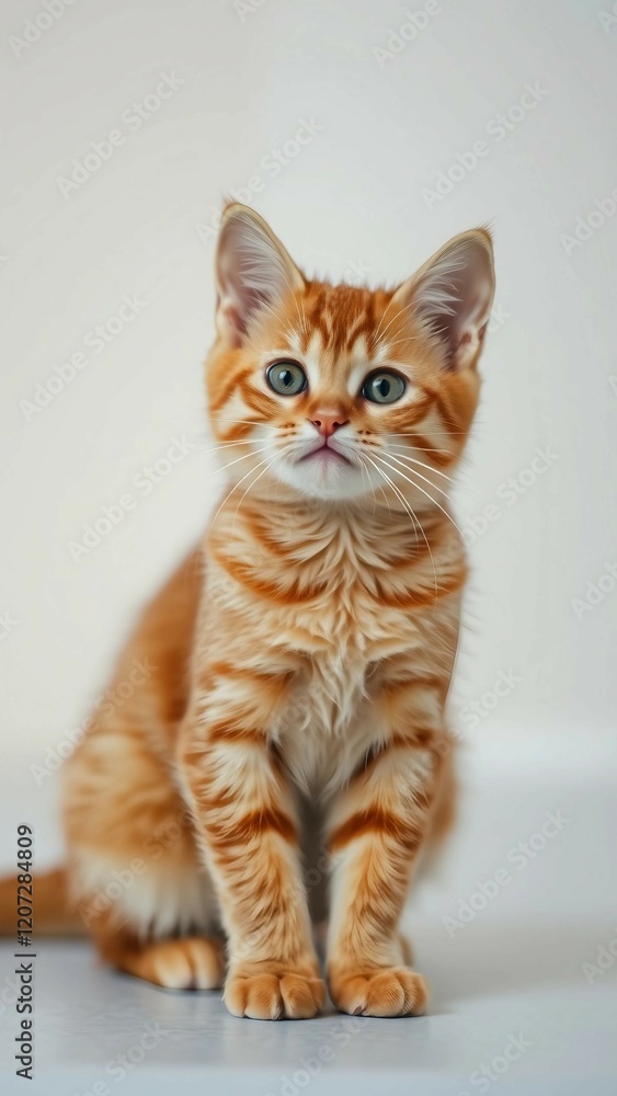 Cute British orange cat sitting isolated on transparent background vertical Cute British orange cat sitting isolated on transparent background vertical