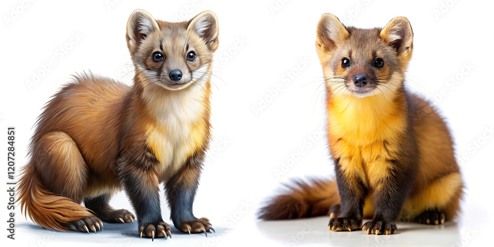 Obraz premium Comparative Image of Two Pine Martens Showing Coat Color Variation