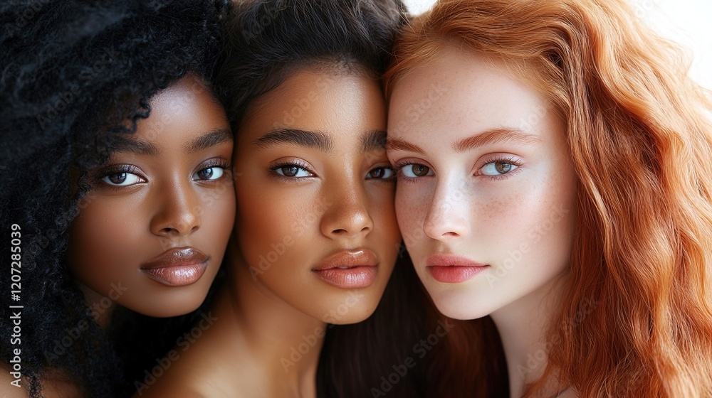 Obraz premium Diverse beauty portrait of three women side by side.