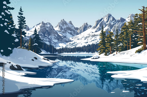 Winter landscape illustration photo