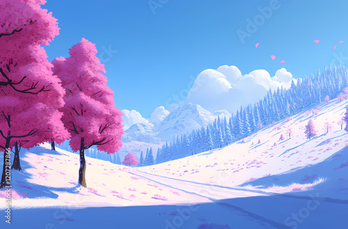 Winter landscape illustration photo