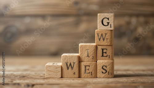 Wallpaper Mural Wooden blocks forming a growth/success acronym (GIVES) on a rustic wooden surface Torontodigital.ca
